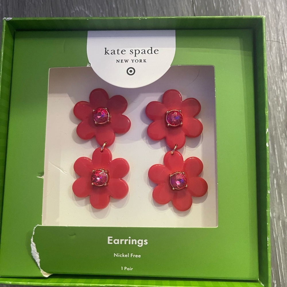 Kate Spade Kids Red Floral Earrings